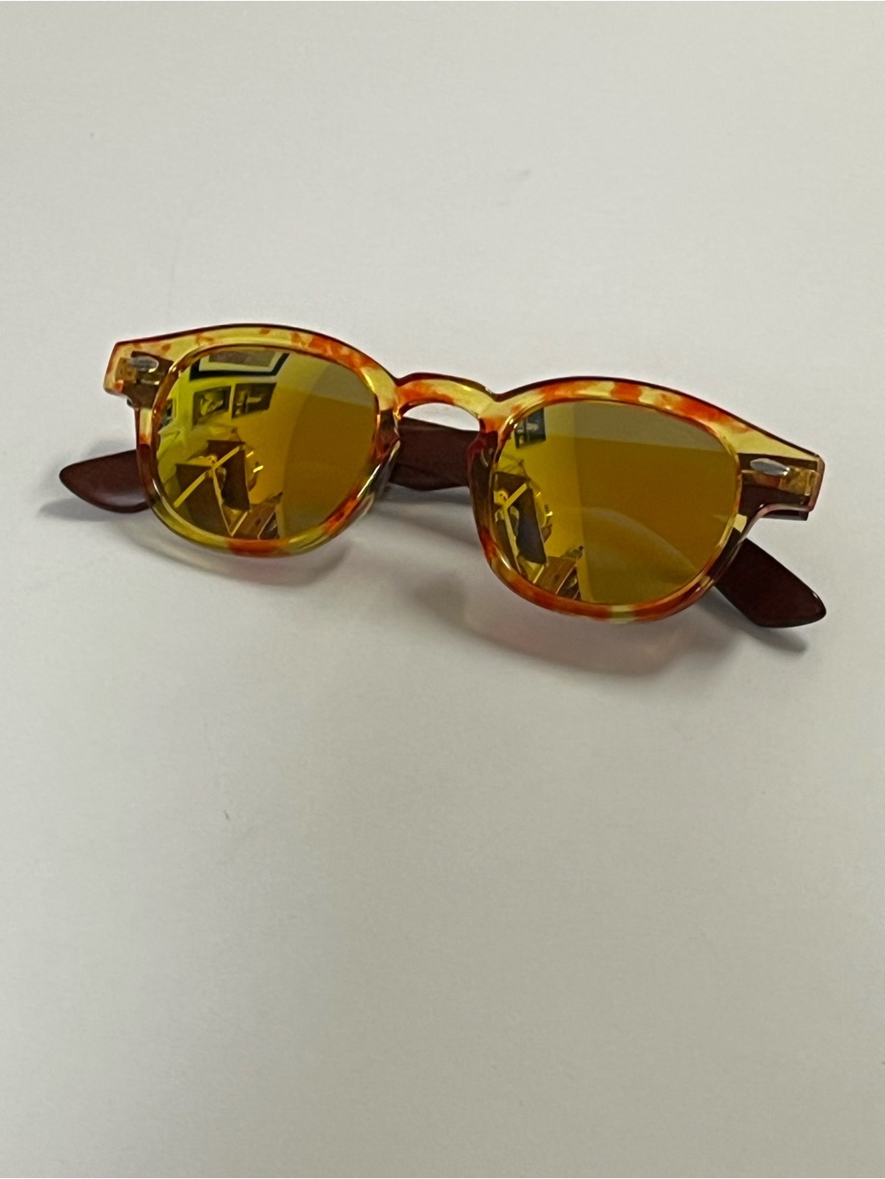 Tortoiseshell polarized Frame Sunglasses with amber Mirrored Lenses